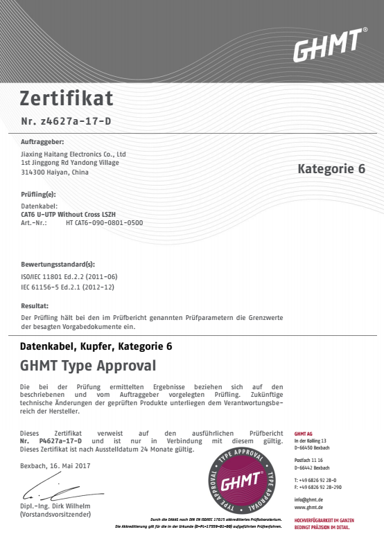 DE/CAT6 U/UTP  WITHOUT CROSS LSZH